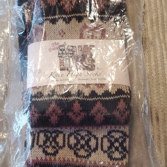Muk Luks Nordic Print Knee-Hi Socks New with Tags - Picture 1 of 5